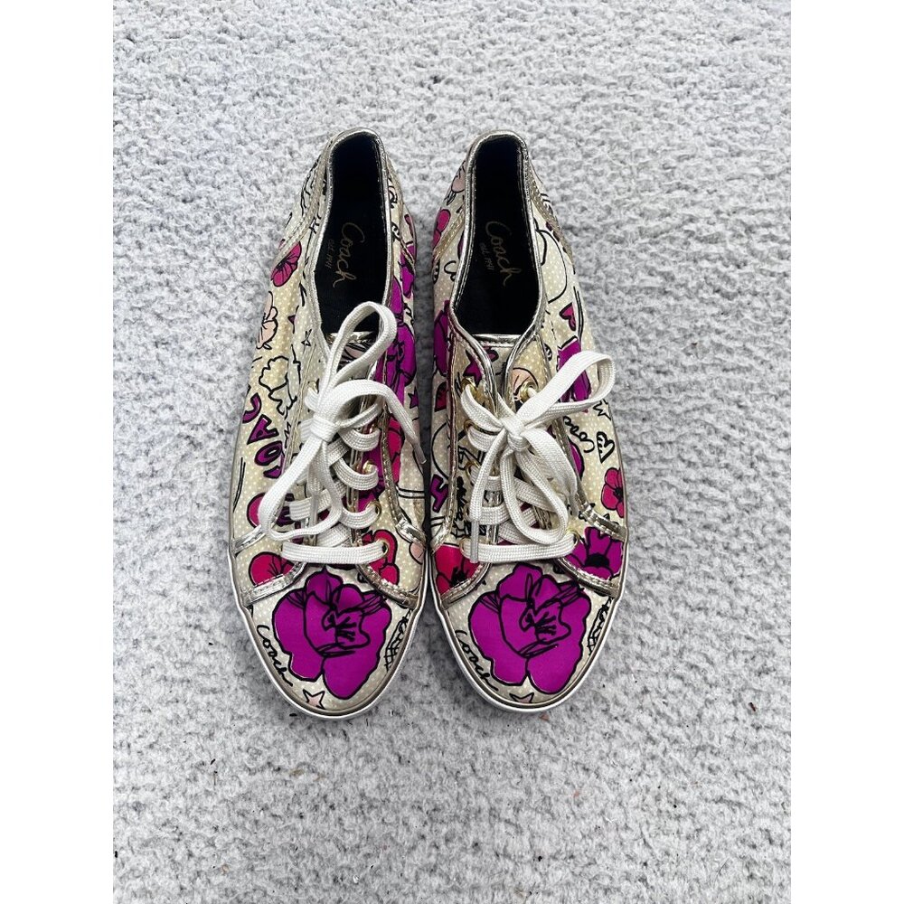 Coach Tennis Shoes Womens 10 B Dee Daisy Floral Print Canvas Sneaker - Picture 3 of 10